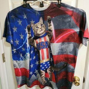 USA Stars‎ and Stripes Cat T-Shirt